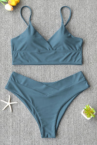 High Waist Solid Push Up Bikini