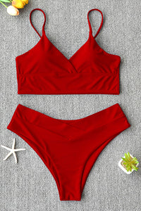 High Waist Solid Push Up Bikini