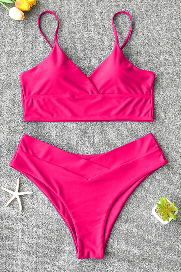 High Waist Solid Push Up Bikini