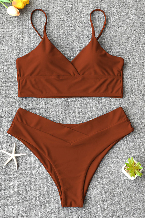 High Waist Solid Push Up Bikini