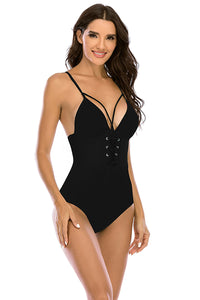 V-neck Bandage One Piece Swimsuit