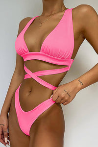 Cross Bandage Sexy Push Up Bikini