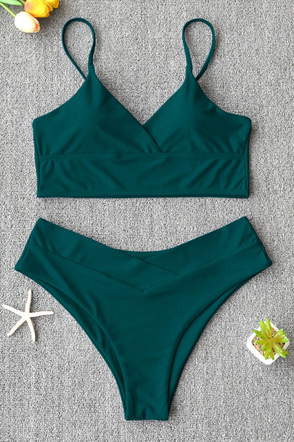 High Waist Solid Push Up Bikini