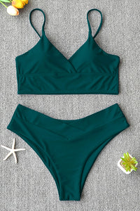 High Waist Solid Push Up Bikini