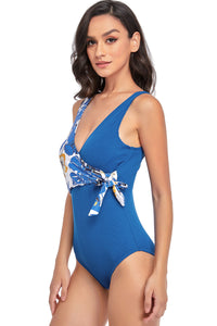 Patchwork Push Up One Piece Swimsuit