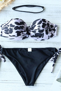 Leaf Print Bandeau Push Up Bikini