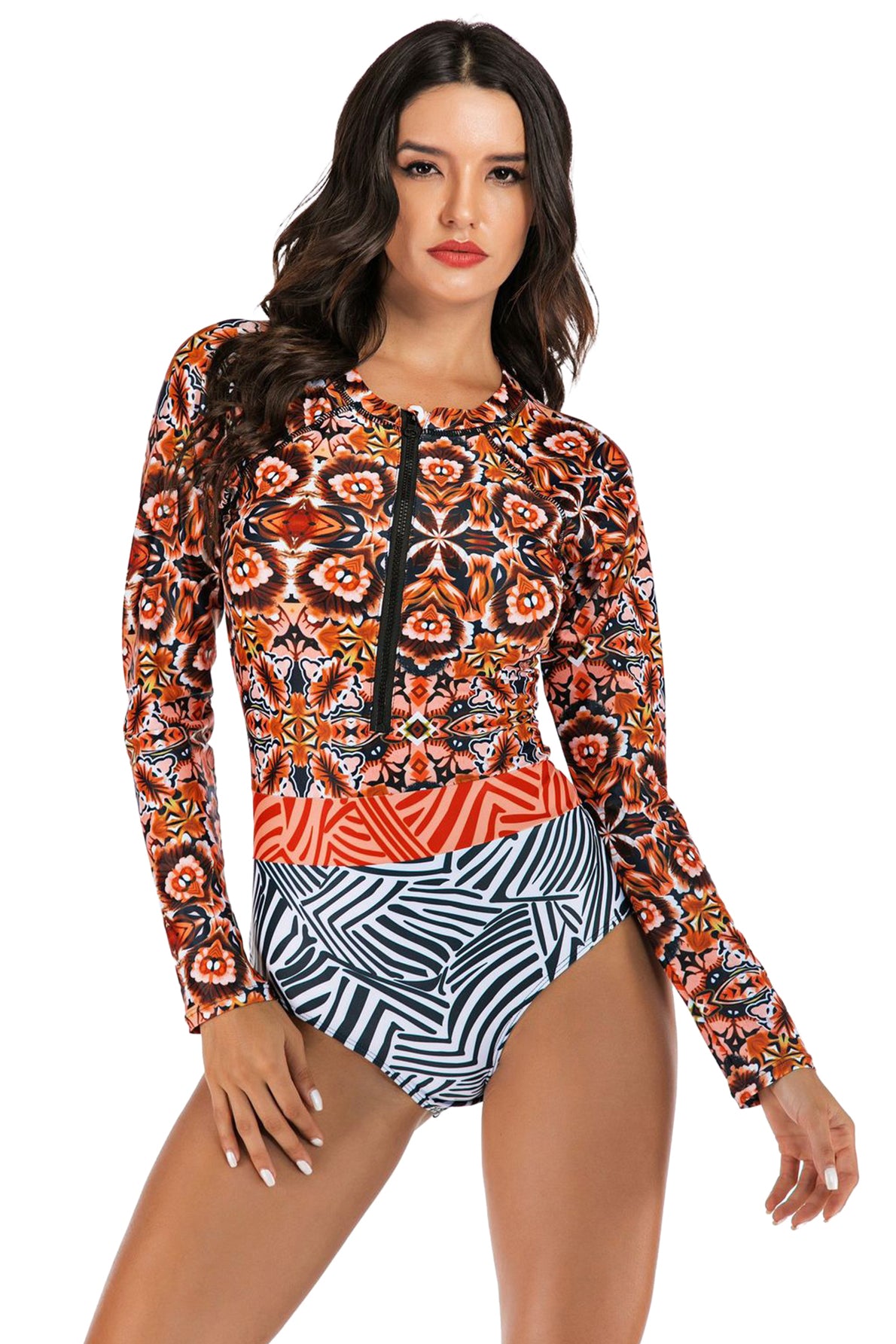 Rash Guard One Piece Long Sleeve Swimsuit