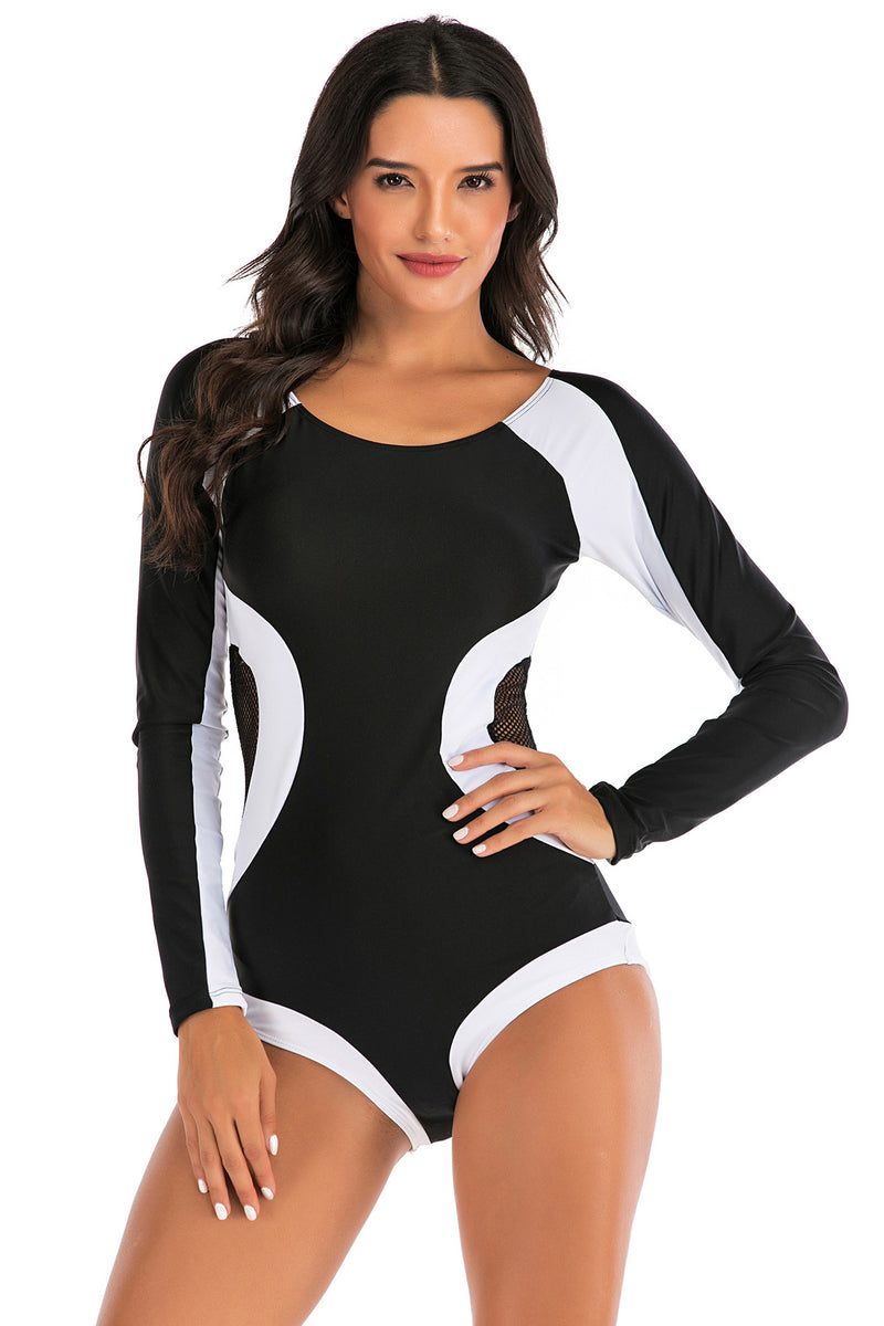 UPF 50+ One Piece Long Sleeve Cut Out Swimsuit