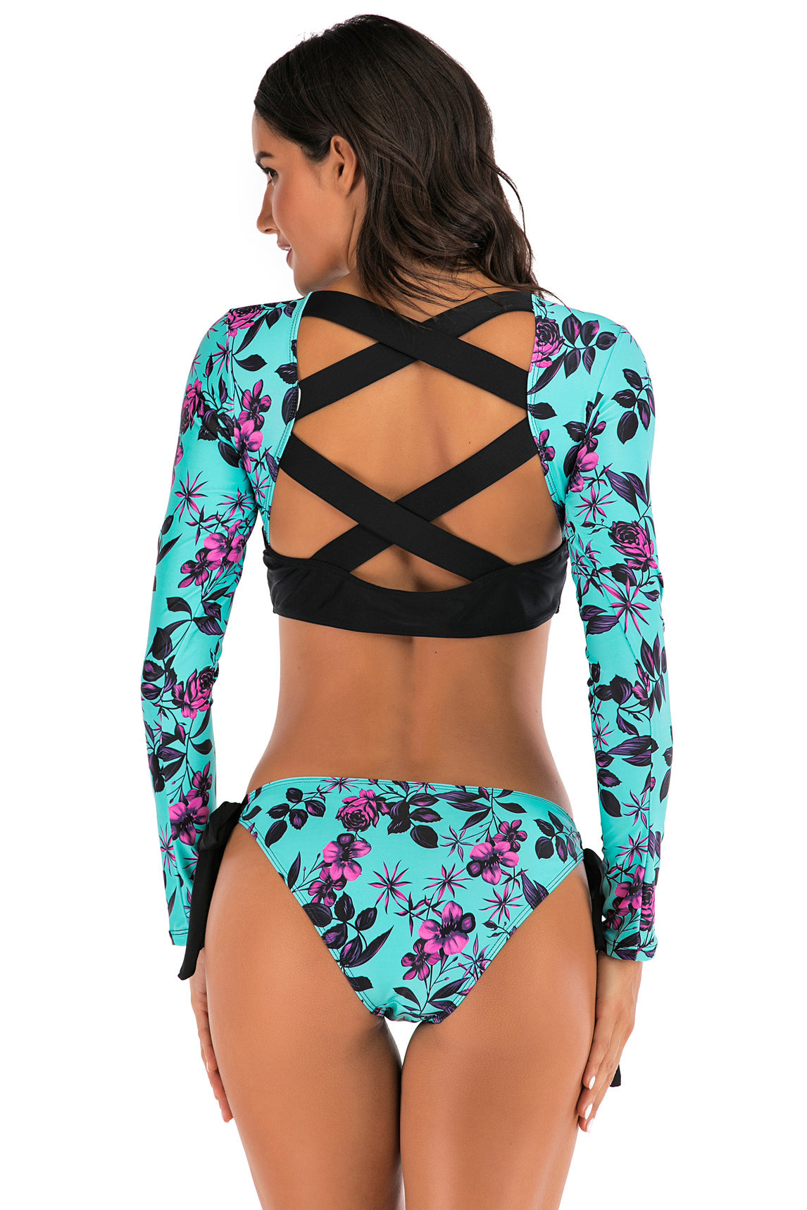 Two Piece Rash Guard Long Sleeve Swimsuit UPF 50+