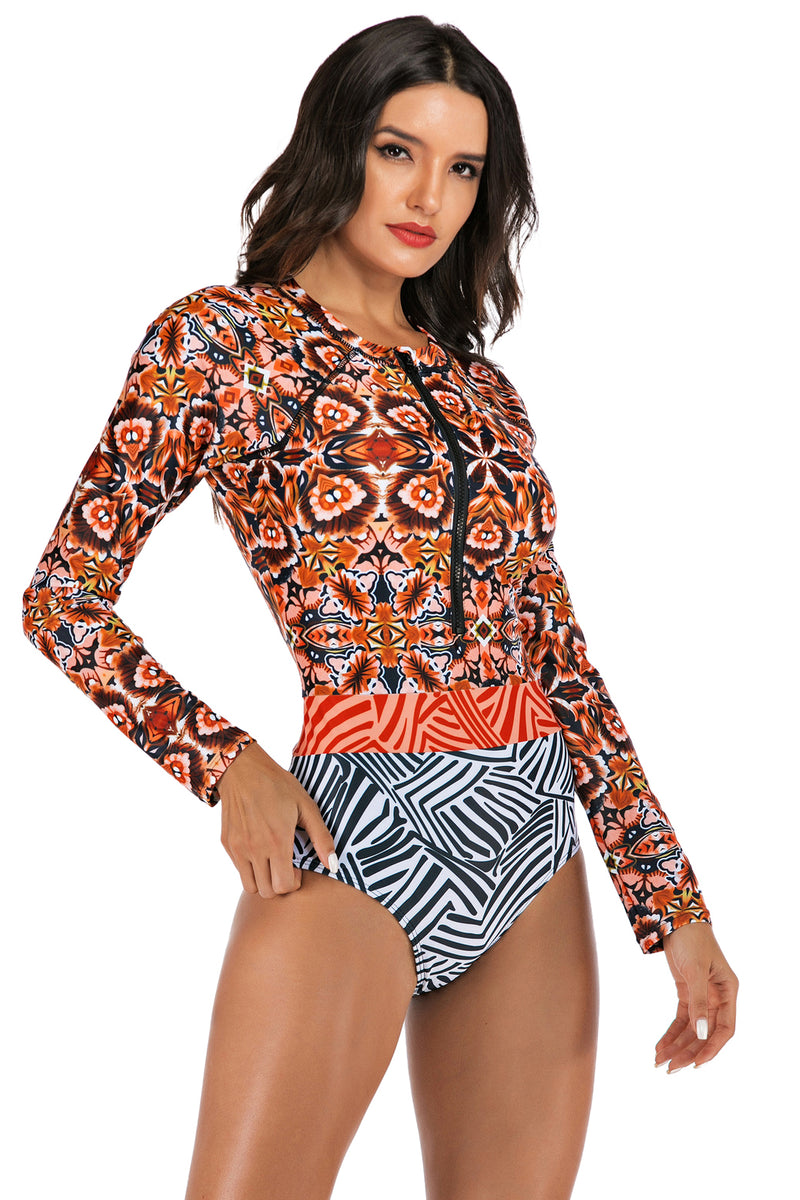 Rash Guard One Piece Long Sleeve Swimsuit