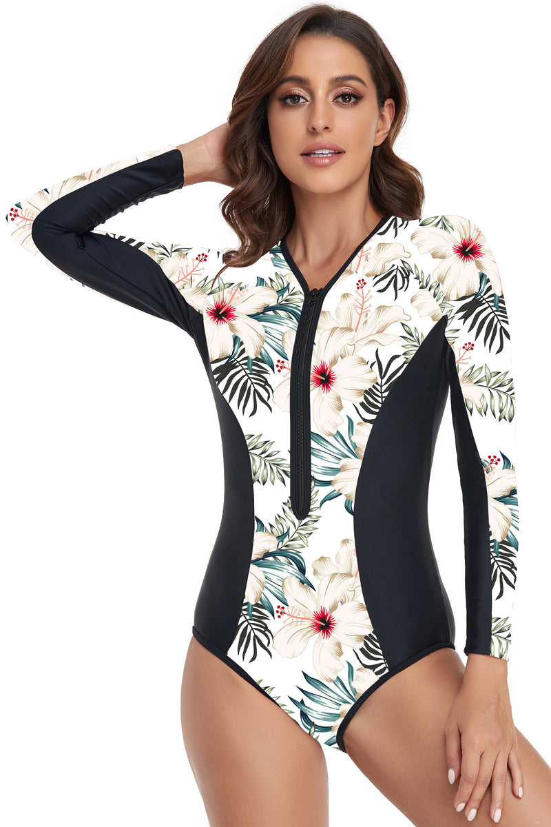 Rash Guard One Piece Long Sleeve Swimsuit